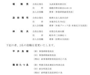 役員補充選任・役職変更