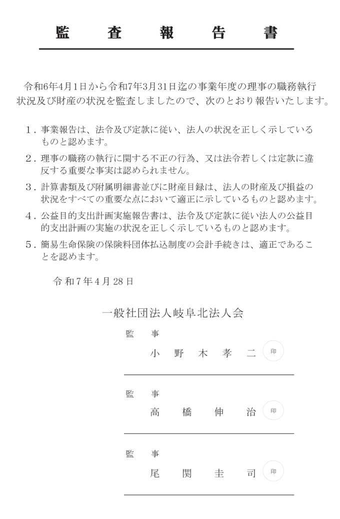監査報告書