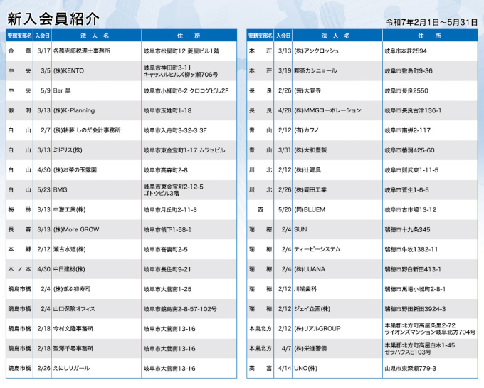 新入会員紹介
